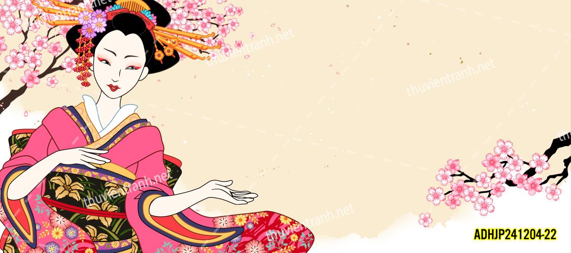Tranh dán tường hoa cô gái Geisha Nhật Bản-ADHJP241204-22 - Kết quả tìm kiếm tranh tường